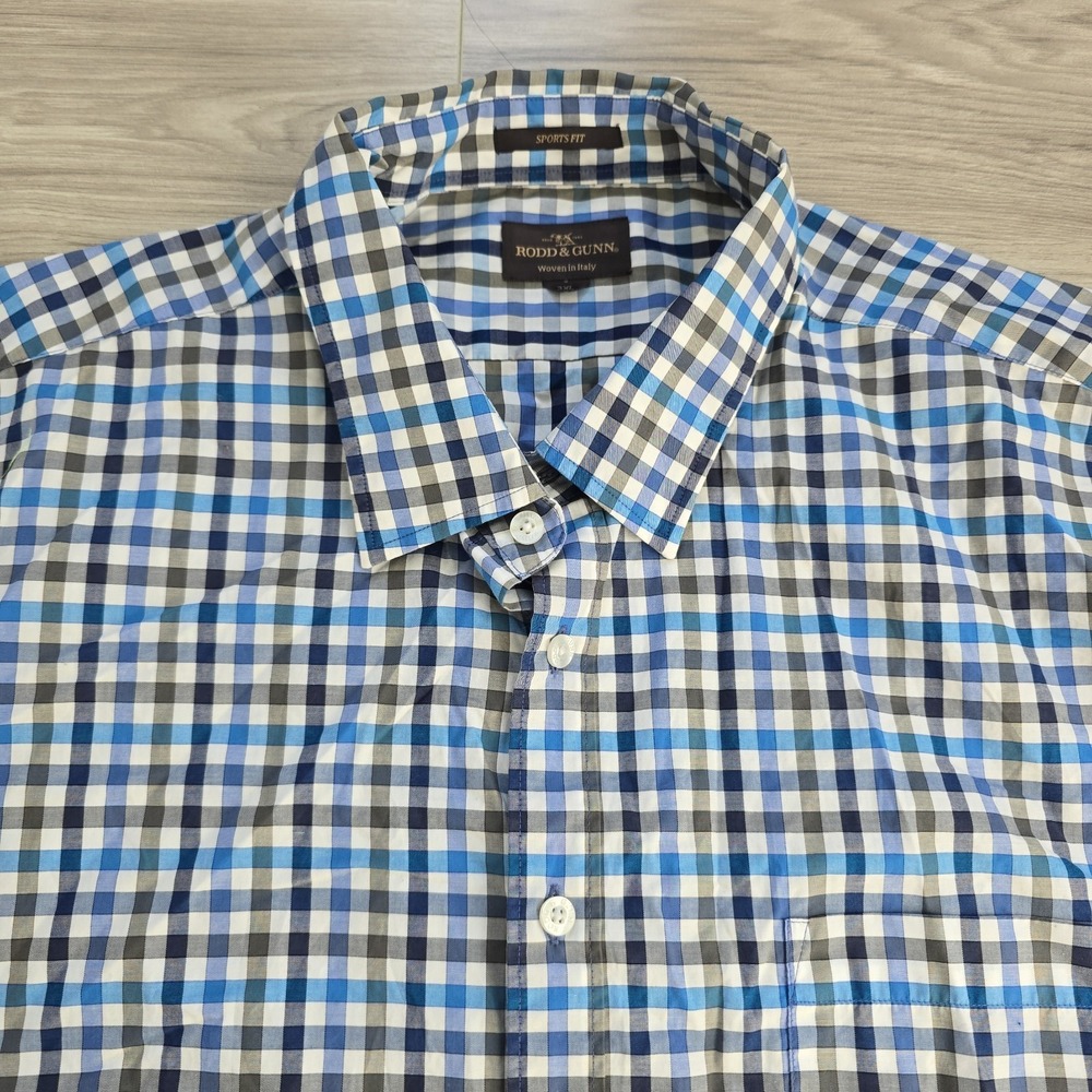 Rodd & Gunn Shirt Sports Fit Check Long Sleeve Button Down Shirt Blue Mens 3XL - Picture 6 of 9